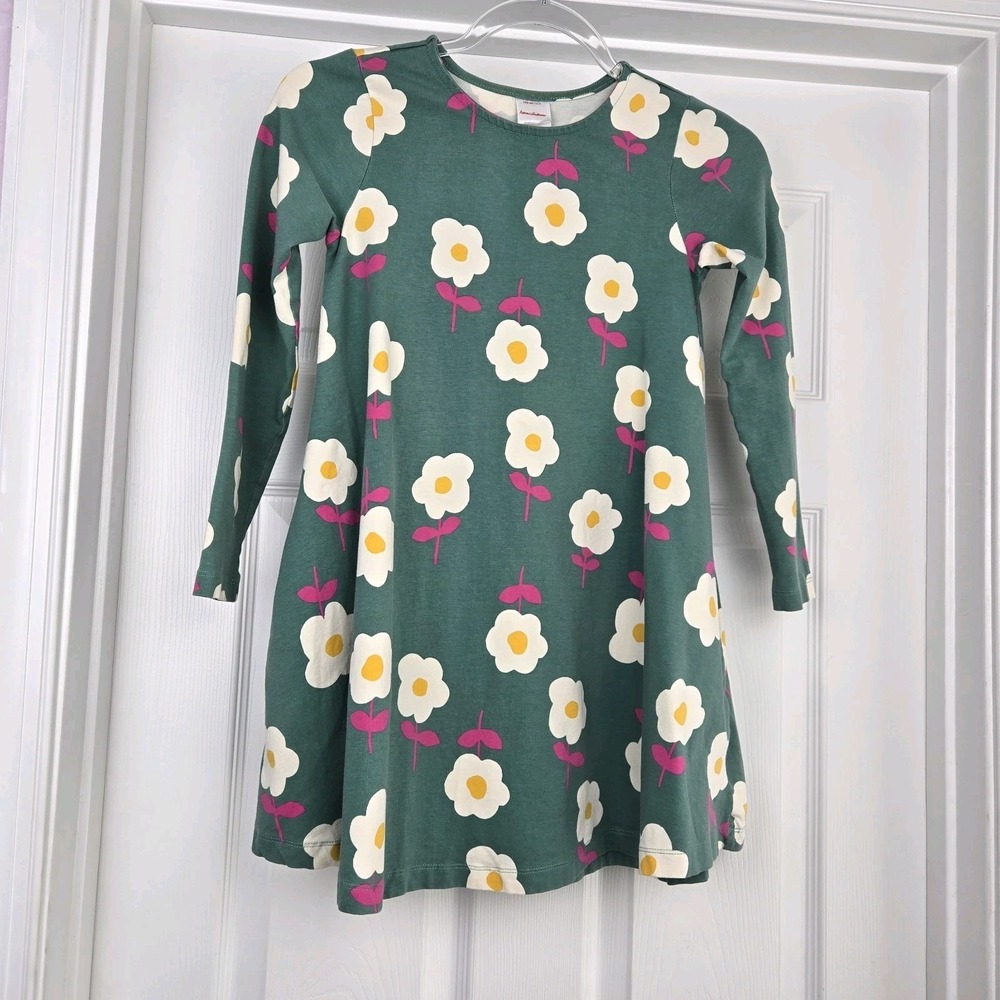 Hanna Andersson Green Swing Pocket Play Dress 130 Size 8 Floral Print Cotton